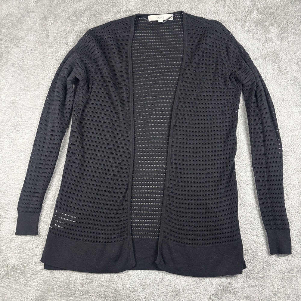 Loft Petite Black See Through Open Front Cardigan Size‎ XXSP